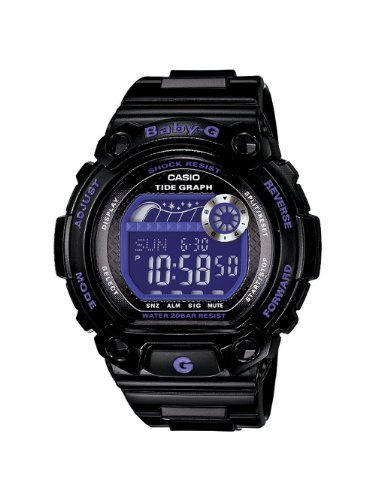 Casio Women&#39;s BLX100-1B Baby-G Shock Resistant Glide Black and Blue Multi-Function Watch