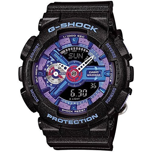 Casio G-Shock Purple Dial Black Resin Quartz Male Watch GMAS110HC-1A