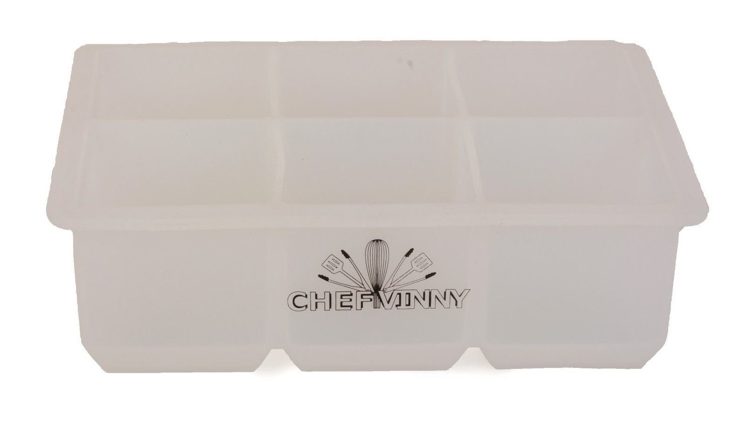 Chef Vinny 6 Cavity Silicone king Ice Cube Tray White