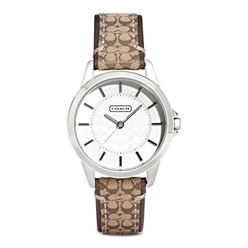 Coach Womens 14501525 Classic Signature Fabric Leather Strap Watch