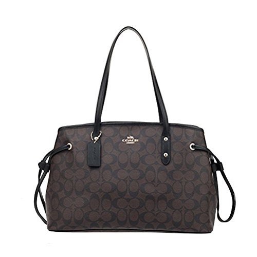 Coach Signature Drawstring Carryall Shoulder Bag F57842 (Brown/black)