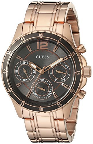GUESS Women&#39;s U0639L2 Modern Classic Rose Gold-Tone Watch with Grey Multi-Function Dial