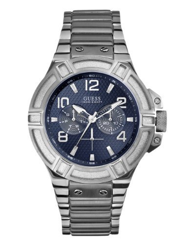 GUESS Men&#39;s U0218G2 Rigor Standout Sporty Multi-Function Watch with Blue Dial