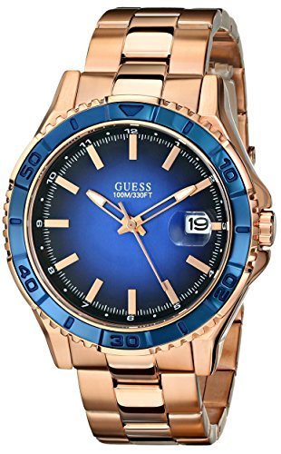 GUESS Men&#39;s U0244G3 Color Sport Blue Dial Rose Gold-Tone Watch