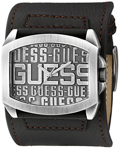 GUESS Men&#39;s U0360G2 Iconic Brown Genuine Leather Casual Watch