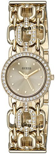 GUESS Women&#39;s U0576L2 Feminnie Gold-Tone Watch with Genuine Crystals &amp; Self-Adjustable Links