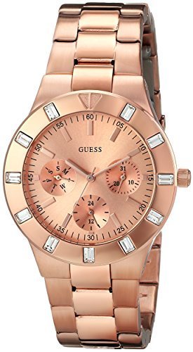 GUESS Women&#39;s U13013L1 Feminine Hi-Shine Rose Gold-Tone Mid-Size Watch