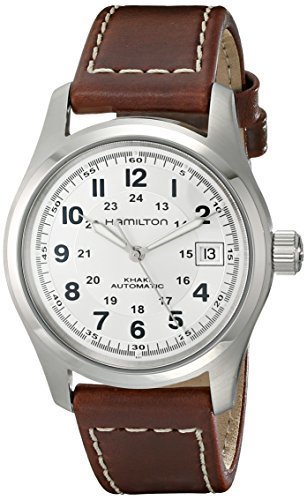 Hamilton Men's HML-H70455553 Khaki Field Stainless Steel Automatic Watch with Brown Leather Band