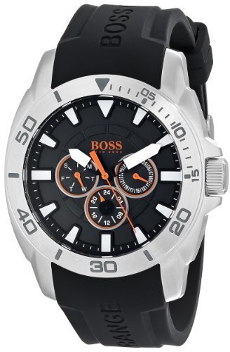 BOSS Men&#39;s 1512950 Orange Stainless Steel and Silicone Casual Watch
