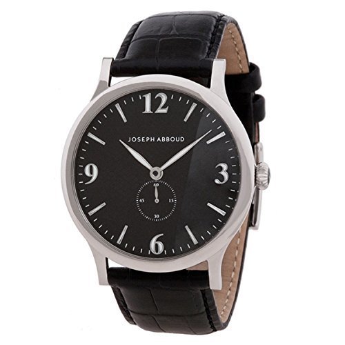 Joseph Abboud Men&#39;s Black Leather Watch second hand chrono Swiss Quartz ref.8027