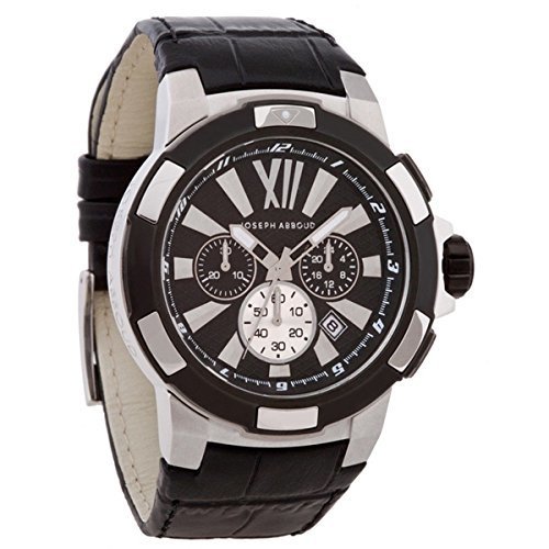 Joseph Abboud Cambridge Collection Men&#39;s Black Dial Black Leather Chronograph Watch Ref.8028