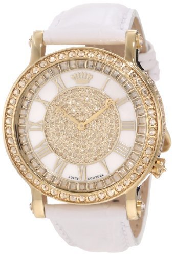 Juicy Couture Women&#39;s 1900992 Queen Couture White Leather Strap Watch