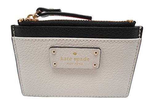 Kate Spade New York Adi Grove Street Pebbled Leather Card Wallet Coin Purse Black /Cemn
