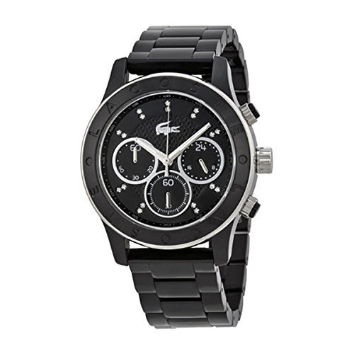 Lacoste Charlotte Nicosia Chronograph Black Dial Black PVD Ladies Watch 2000806