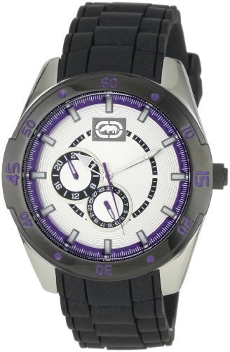 Marc Ecko Men&#39;s E13515G2 The Phase Silver Dial Resin Strap Watch