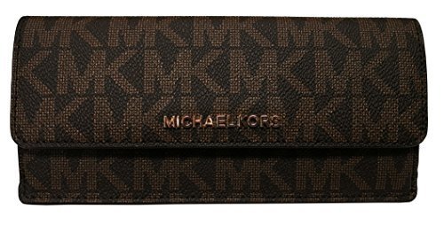 Michael Kors Womens Jet Set Travel Signature PVC Flat Wallet