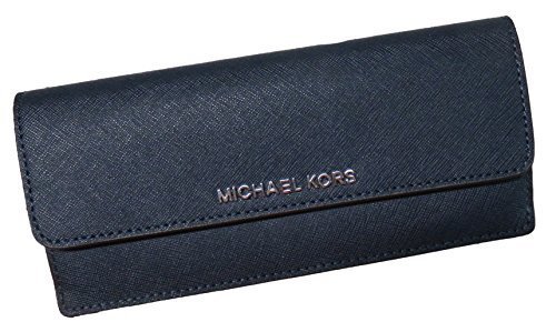Michael Kors Jet Set Travel Flat Saffiano Leather Wallet Navy/Steel Blue