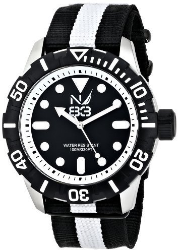 Nautica Men&#39;s N09647G Black and White Stainless Steel Watch