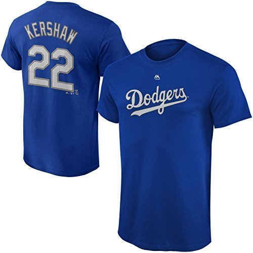 OuterStuff MLB Youth 8-20 Performance Team Color Player Name and Number Jersey T-Shirt- Clayton Kershaw