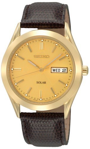 Seiko Men&#39;s SNE052 Solar Strap Champagne Dial Watch