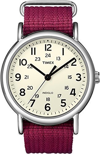 Timex T2N652 Womens Weekender Watch Fuschia Nylon Strap W/ Indiglo night-light