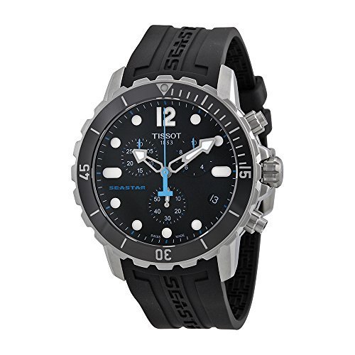 Tissot Men&#39;s T066.417.17.057.00 &#39;Seastar 1000&#39; Black Dial Black Rubber Strap Swiss Quartz Watch