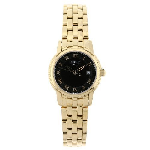 Tissot Women&#39;s T031.210.33.053.00 Ballade III Polished Gold Stainless-Steel Case Black Dial Watch