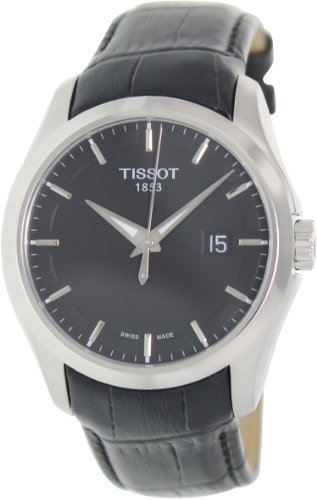 Tissot Couturier Leather Date Strap Black Dial Men&#39;s Watch #T035.410.16.051.00