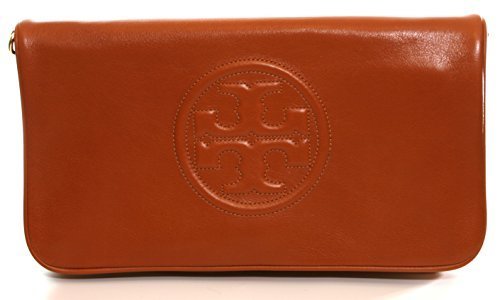 Tory Burch Leather Bombe Reva Clutch Shoulder Bag Luggage