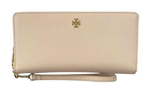 Tory Burch York Saffiano Leather Zip Around Passport Continental Wallet (Light Oak)