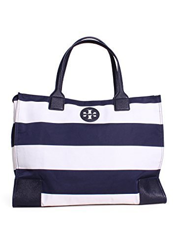 Tory Burch Ella Printed Packable Tote - Navy Bar Stripe