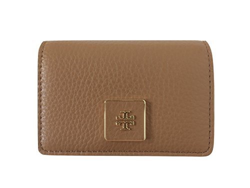 Tory Burch Clara Leather Card Case Bark Brown