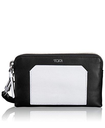 Tumi Prism Double Zip Leather Phone Case, Black/White, One Size