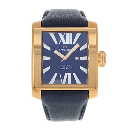 TW Steel Unisex CEO Goliath Navy Blue Genuine Leather Blue Dial