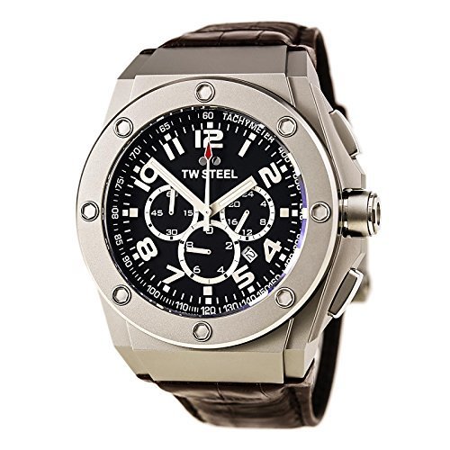 TW Steel Men&#39;s CE4014 CEO Tech Analog Quartz Brown Leather Watch