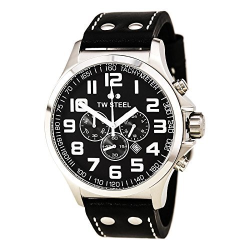 TW Steel Pilot Chronograph Black Leather Mens Watch TW413