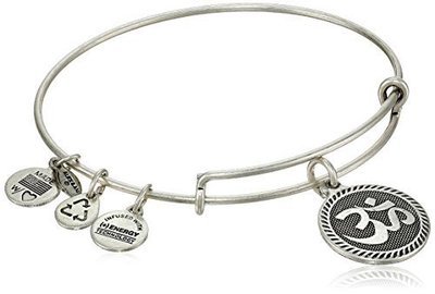 Alex and Ani &quot;Bangle Bar&quot; Om Rafaelian Silver-Tone Expandable Wire Bangle