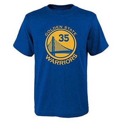 Golden State Warriors NBA Kevin Durant Youth Flat Basic Name &amp; Number Tee (Royal) L