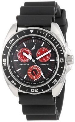 Nautica Men&#39;s N07577G Sport Ring Multifunction Black and Red Watch