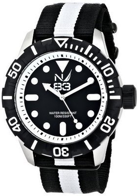 Nautica Men&#39;s N09647G Black and White Stainless Steel Watch