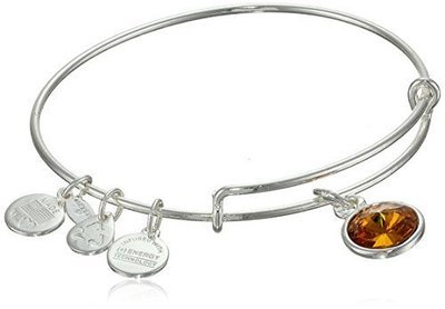 Alex and Ani &quot;Bangle Bar&quot; November Birth Month Shiny-Silver Tone Expandable Bracelet