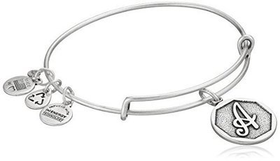 Alex and Ani Rafaelian Silver-Tone Initial &quot;A&quot; Expandable Wire Bangle Bracelet, 2.5&quot;