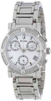 Bulova Women&#39;s 96R19 Diamond-Studded Chronograph Watch