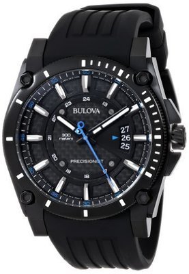 Bulova Men&#39;s 98B142 Precisionist Black Stainless Steel Watch With Black Rubber Band