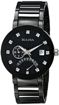 Bulova Men&#39;s Diamond Accented Dial Bracelet Watch Black 98D1