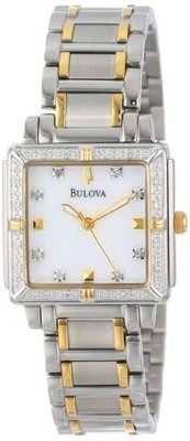Bulova Women&#39;s 98R112 Diamond Accented Two-Tone Stainless Steel Bracelet Watch