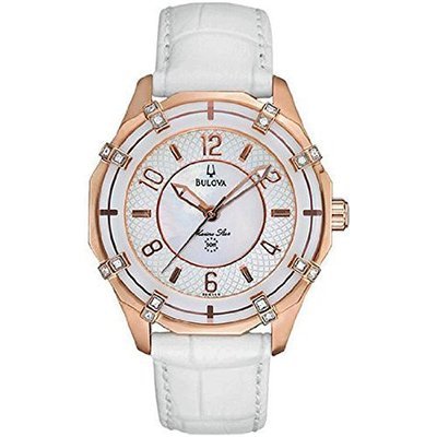 Rose Gold Tone Marine Star Mother Of Pearl Dial Diamonds Strap