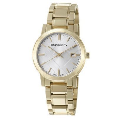 Burberry Men&#39;s BU9003 Large Check Goldtone Stainless Steel Bracelet Watch