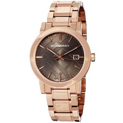 Burberry Women&#39;s BU9005 Large Check Rosetone Stainless Steel Bracelet Watch
