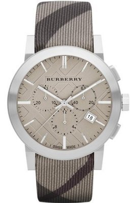 Burberry Women&#39;s BU9358 The City Swiss Chronograph Smoked Check Strap Watch